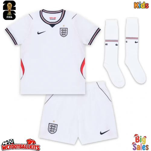 England Kobbie Mainoo #16 Replica Home Stadium Kit for Kids World Cup 2026 Short Sleeve (+ pants)